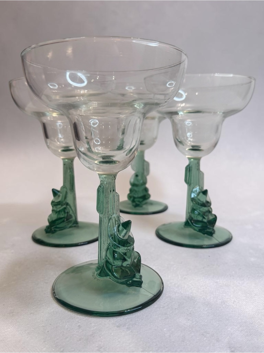 Vintage Margarita Glasses with Sombrero Man Siesta  Cocktail Glass Set of 4